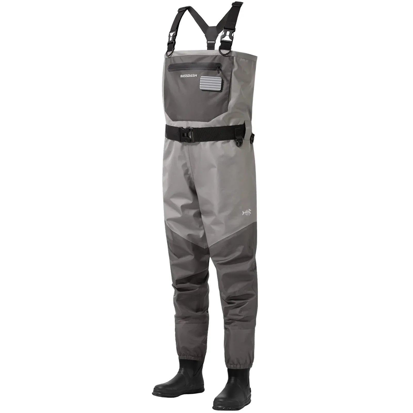 BASSDASH Men’s Breathable Waders Grey Boot Foot