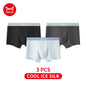 MiiOW Men's Breathable Silk Boxers - 3Pcs Ice Silk Underwear