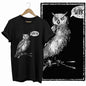 COOLMIND Black Owl Graphic Cotton T-Shirt | Women's Relaxed Fit