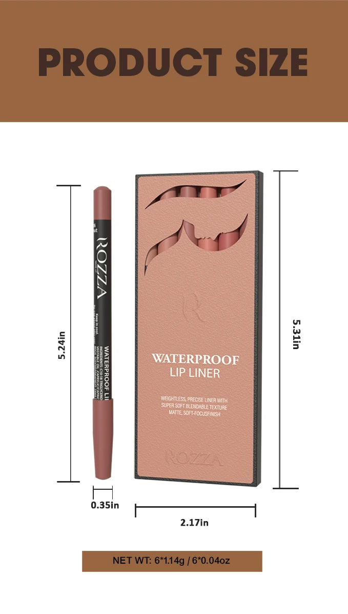 6 PCS/SET Ultra-Fine Wood Lip Liner Set