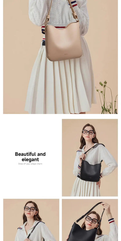 FOXER Simple Women Shoulder Bag Daily Commuting Tote Bag PU 2026 Casual Female Large Bucket Bag