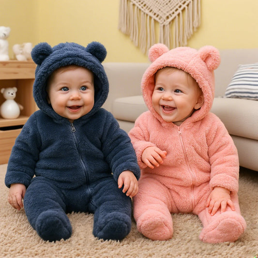 Kids Tales Cuddle Cove Cotton-Lined Hooded Baby Romper