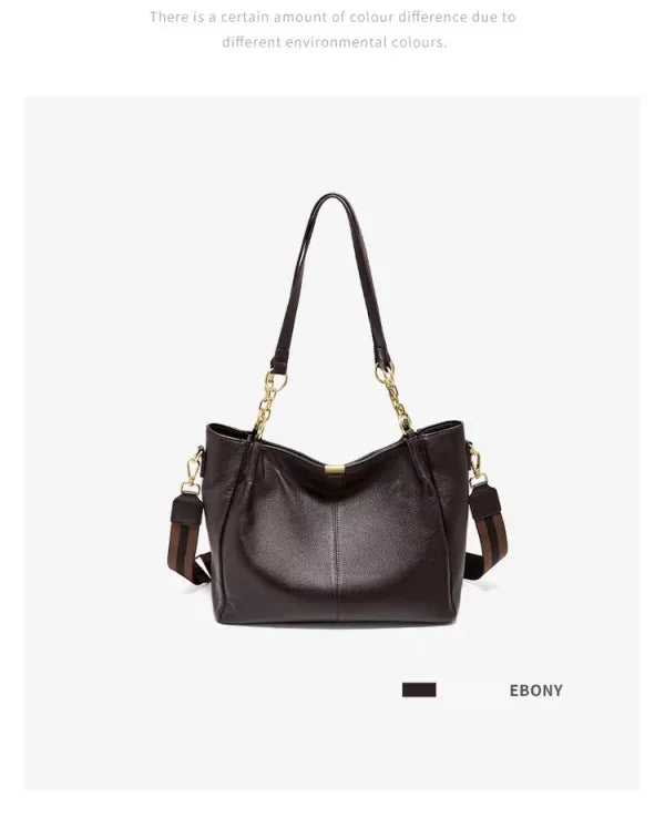 FOXER Genuine Leather Women's Elegant Shoulder Bag Simple Casual Tote Bag Large Capacity Multi-use Crossbody Handbag for Daily