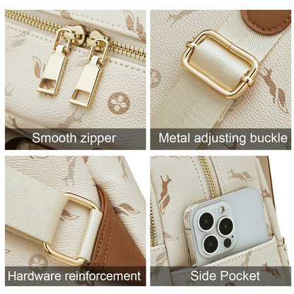 FOXER Women's Backpack Signature PVC Printing Fashion Travel Shoulder Bag Ladies Travel Rucksack Female Casual Monogram Backpack