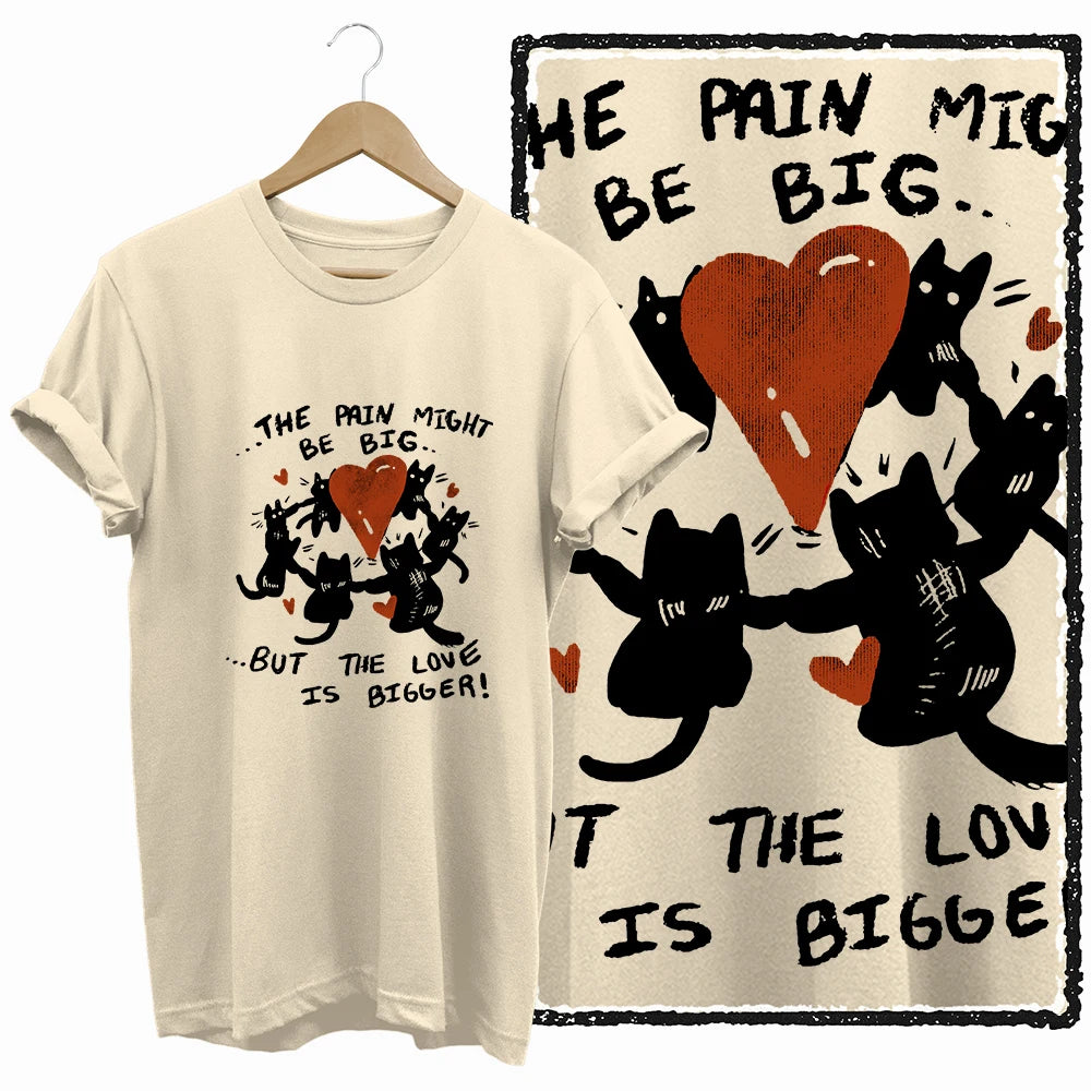 COOLMIND Beige Cat Graphic T-Shirt | Women's Relaxed Fit