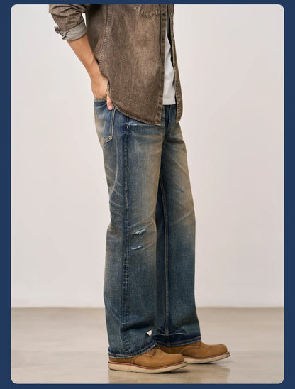 SIMWOOD High Standard Vintage Washed Selvedge Ripped Jeans