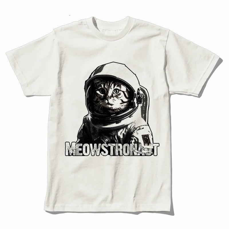 COOLMIND U0012 Astronaut Cat Graphic Cotton Tee