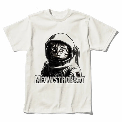 COOLMIND U0012 Astronaut Cat Graphic Cotton Tee