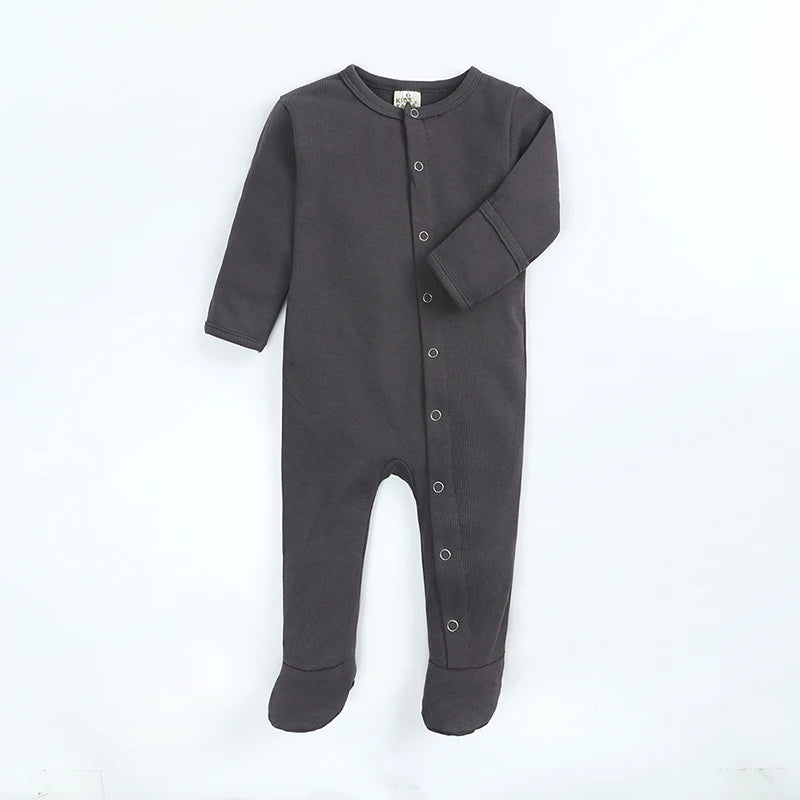 Kids Tales Tiny Steps Ribbed Cotton Footed Baby Romper