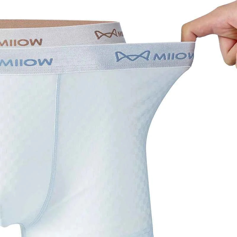 MiiOW 6Pcs Summer Ice Silk Men Underwear 7A Antibacterial Men's Boxershorts Cool Breathable Mesh Mens Underpants Panties Boxers