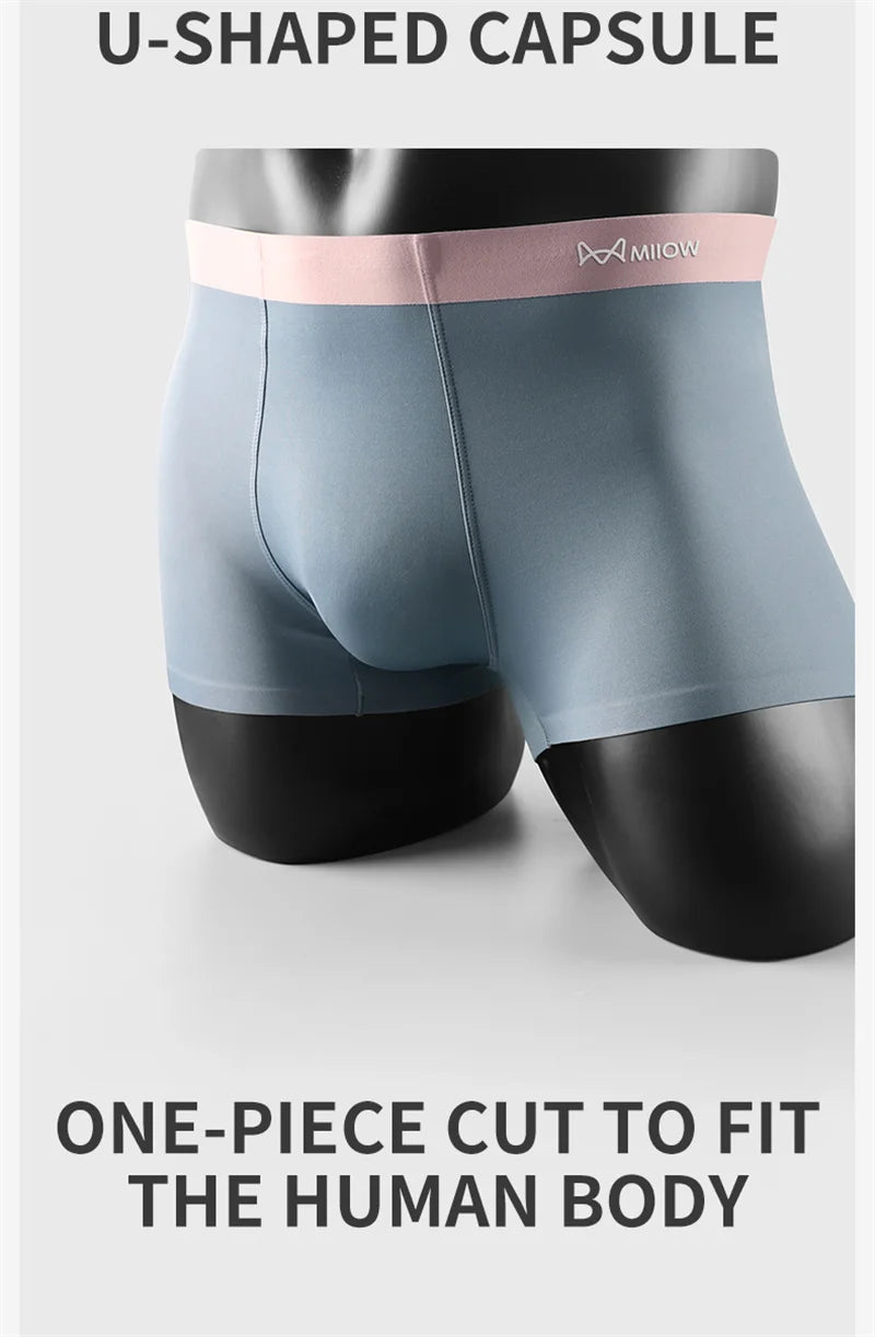 MiiOW 3Pcs Men's Breathable Underwear - Nylon Seamless Drying Antibacterial Boxers