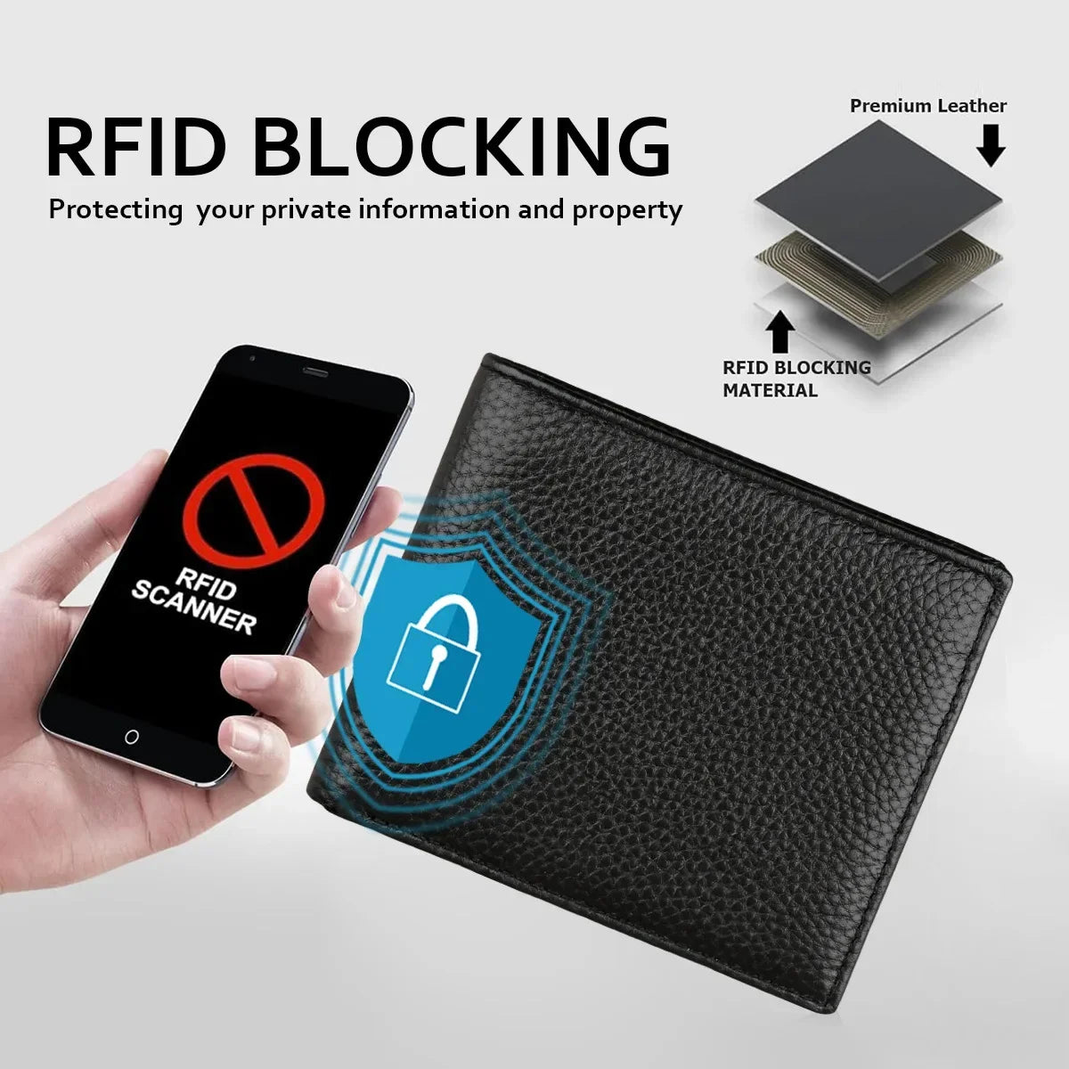Rfid Men's Genuine Leather Wallet