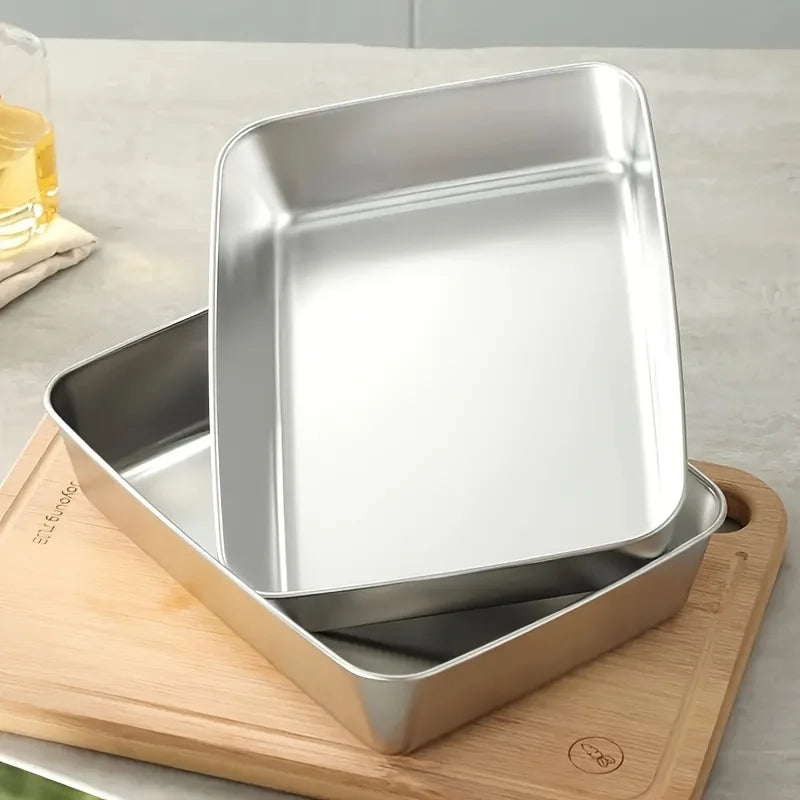 4Pcs Stainless Steel Food Containers with Black Lids, Kitchens Accessories, Holds Knives, Stackable Kitchen Storage