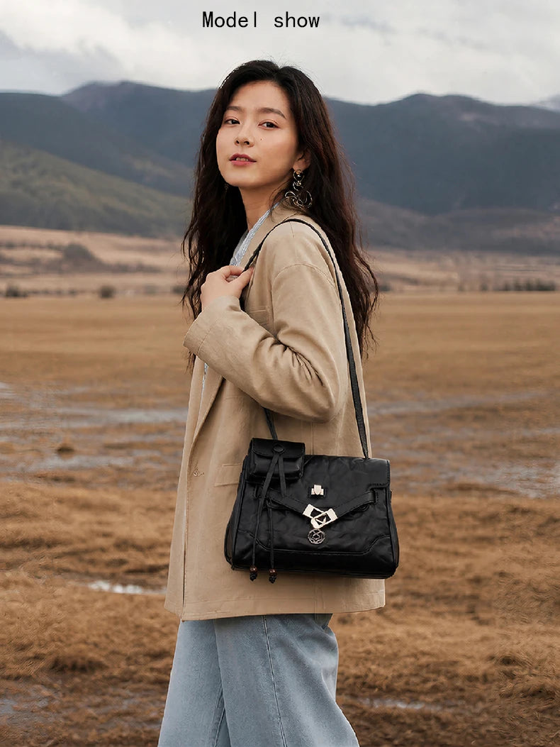 FOXER Vintage Wrinkle Genuine Leather Tote Bag