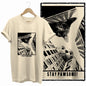 COOLMIND Beige Cat Graphic T-Shirt | Women's Relaxed Fit
