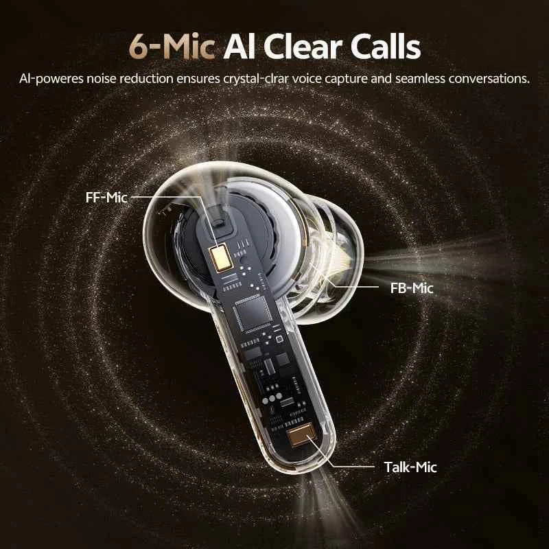 QCY MeloBuds N20 Earphones - Wireless Bluetooth 6.0 with 13mm Drivers and 50dB Adaptive Hybrid Noise Cancelling, 40Hrs Battery Life