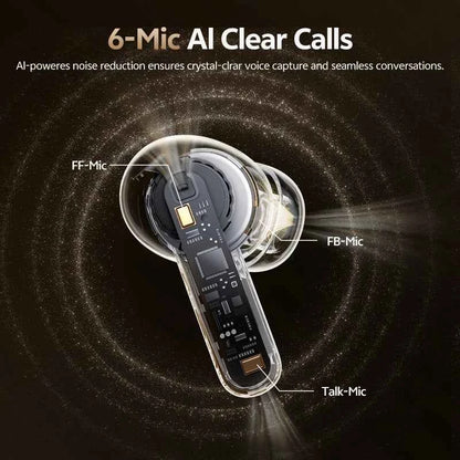 QCY MeloBuds N20 Earphones - Wireless Bluetooth 6.0 with 13mm Drivers and 50dB Adaptive Hybrid Noise Cancelling, 40Hrs Battery Life