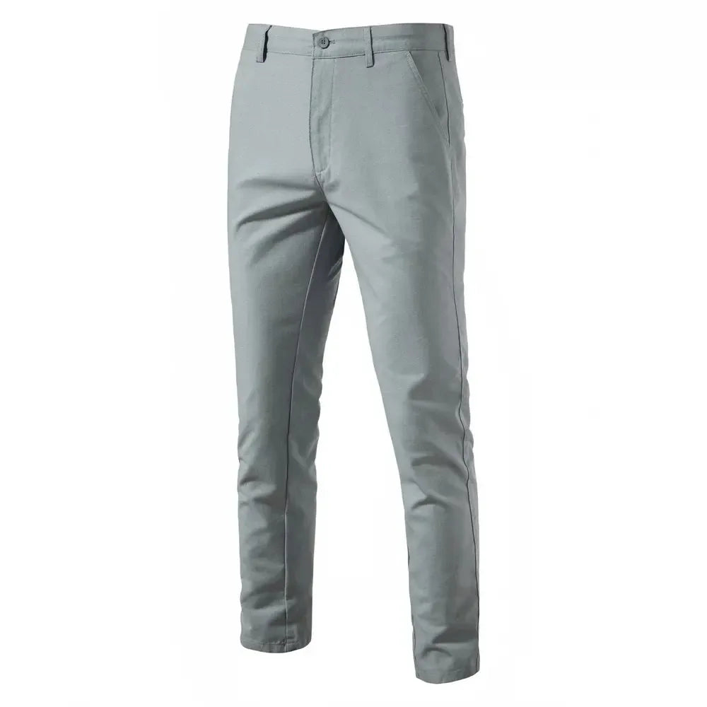 AIOPESON Men's Solid Colour Linen Long Pants - ShopHub