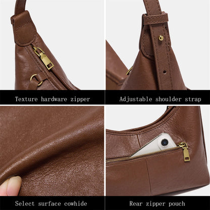 FOXER Genuine Leather Hobo Bag Lady Vintage Commuter Shoulder Bag Large Capacity Soft Leather Women Underarm Bag For Daily