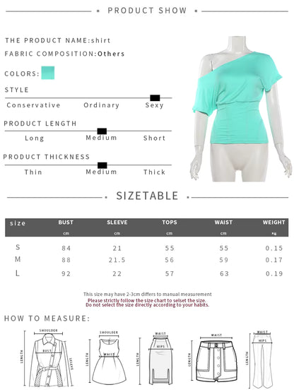 Kliou Casual Fashion Skew Collar T-Shirts