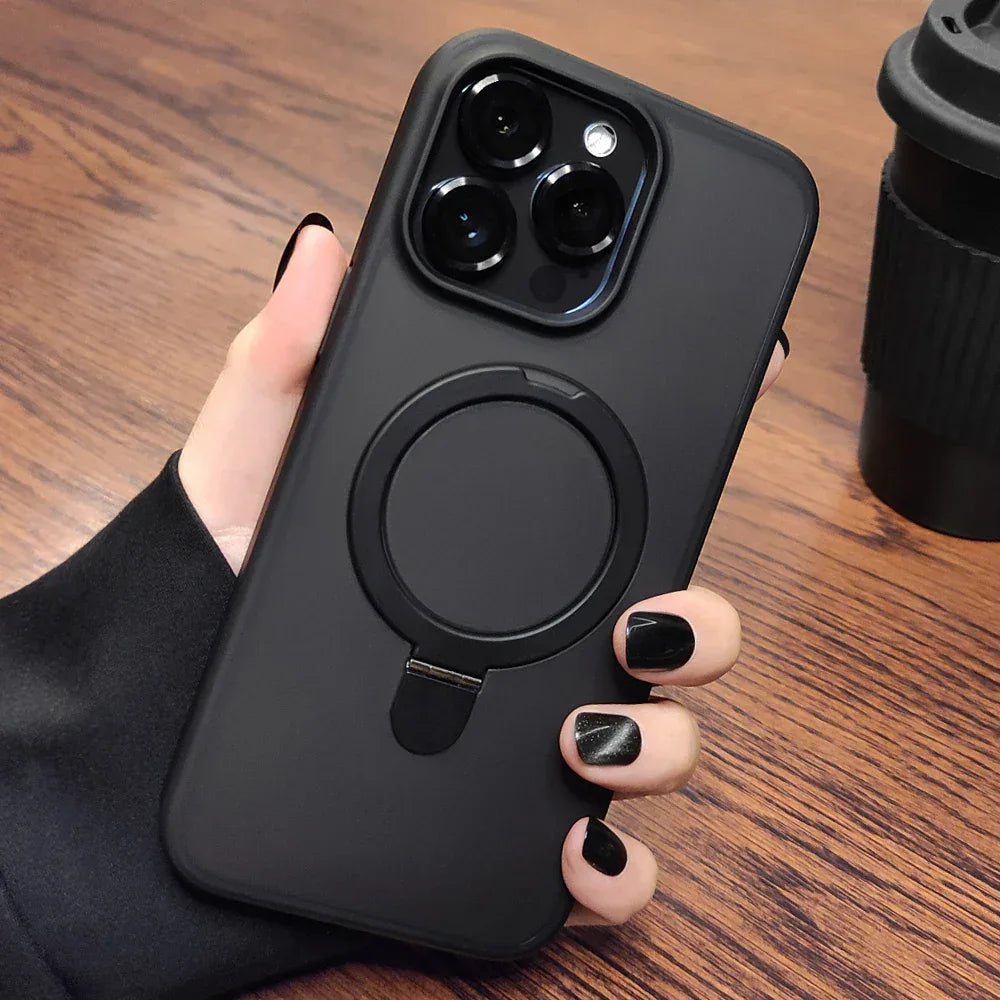 QIXTWO Luxury Metal Holder Magnetic Wireless Charge Phone Case - ShopHub