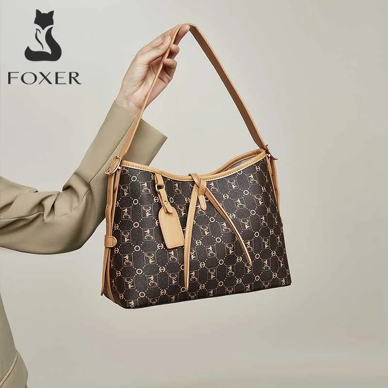 FOXER Women Tote Shoulder Bag Fashion Signature Lady Handbag Purse Chrismas Gift