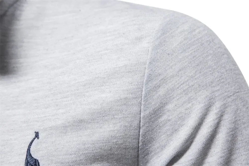 AIOPESON Men's Deer Embroidery Polo Shirts - ShopHub