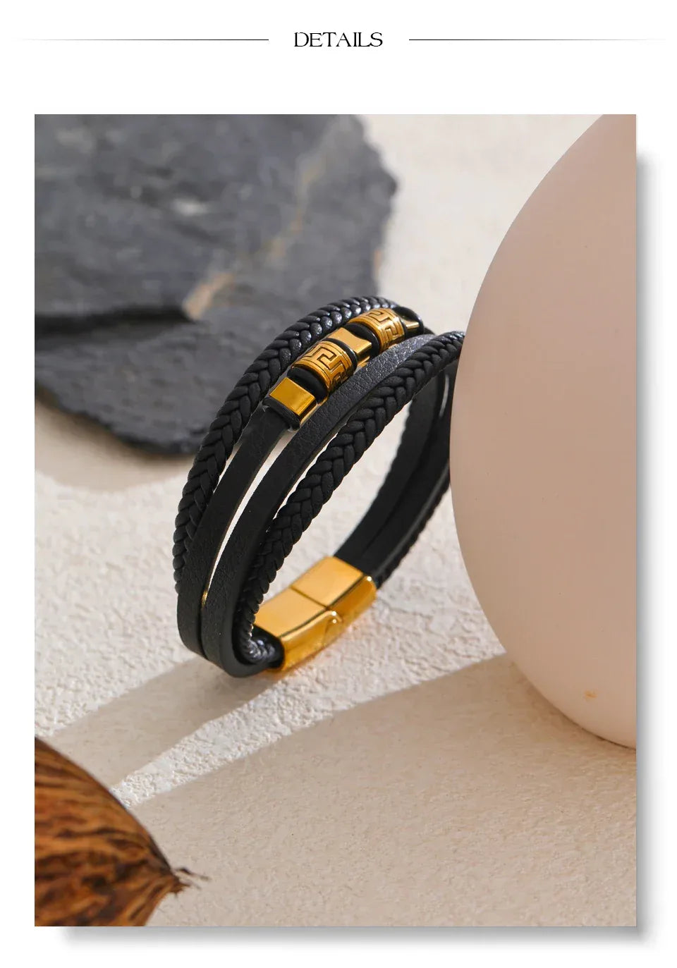 68mm Leather Braided Handmade Layered Men's Bracelet Bangle - ShopHub