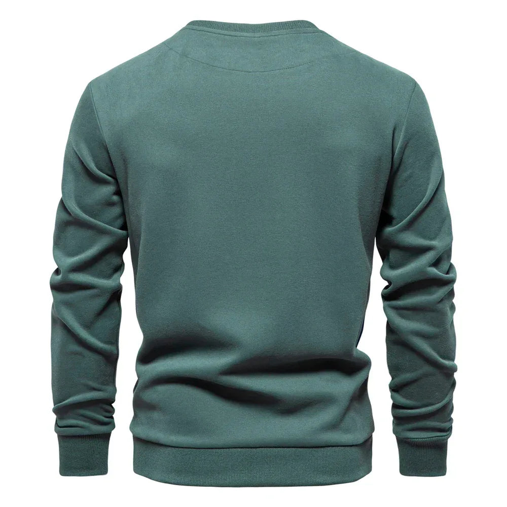 AIOPESON Patchwork Cotton-Blend Crew Neck Sweatshirts - ShopHub