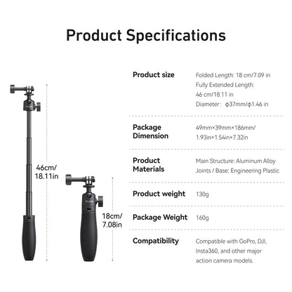 TELESIN Mini Selfie Stick Tripod 3.0
