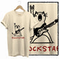 COOLMIND 100% Cotton Beige Cat Print Exclusive Graphic Women T Shirt Big Size Loose Cotton Cat Lover Women T Shirt Lovely Cat Te