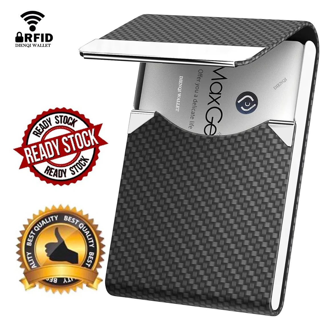 RFID Business Credit Card Holders Luxury Leather Men Wallets Metal Bank Cardholder Case Storage Visit Purses Minimalist Wallet