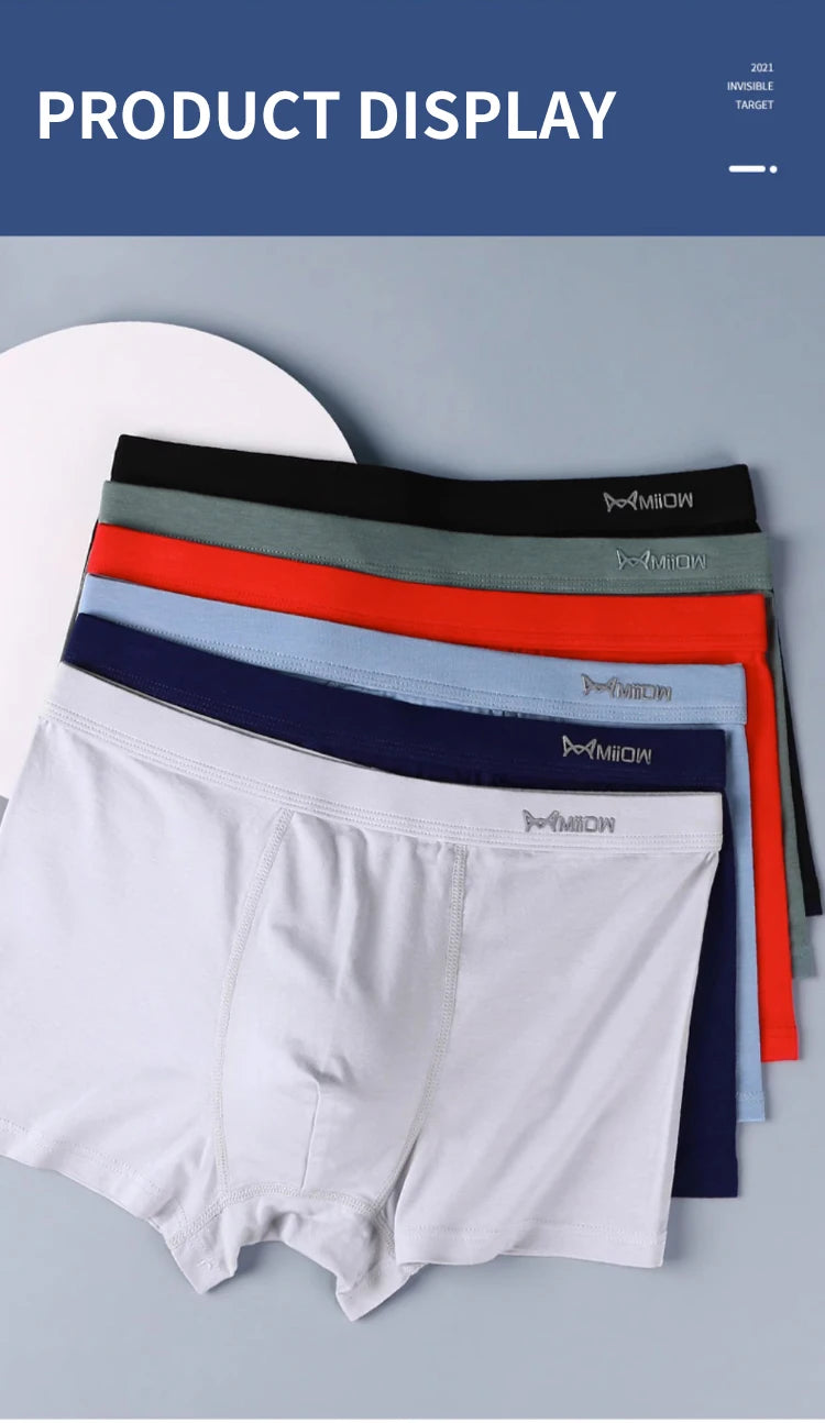 MiiOW 3Pcs Men's Cotton Boxer Briefs