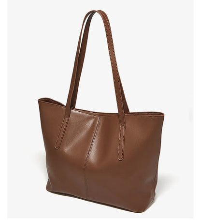 FOXER Lady's Shoulder Bag Split Leather Soft Fabric 2026 New Casual Large Capacity Women Tote Bag Commute Travel Bag All-match