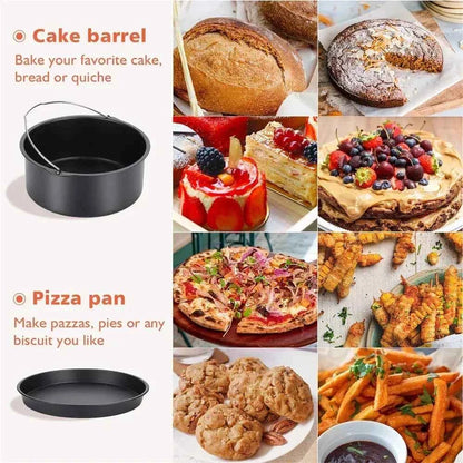 1pc Round Non-Stick Cake Mold 6/7/8 Inch, Baking Pan with Handles for Air Fryer & Oven, Pizza Bakeware Tray