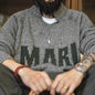 MADEN Grey Letter Jacquard Sweater
