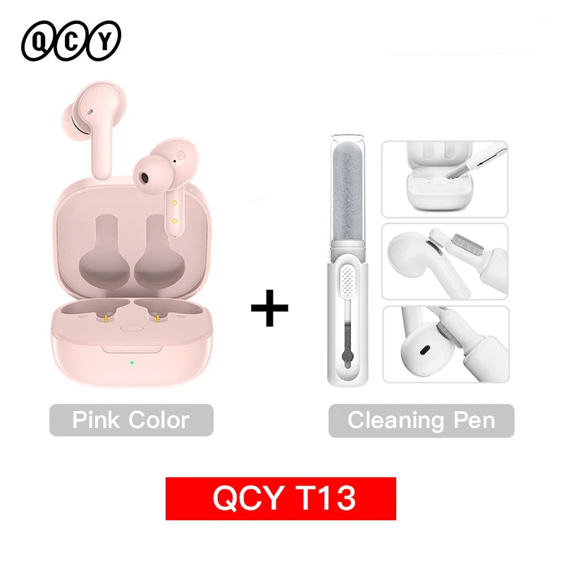 QCY T13 Wireless Earphones with 4 Mic ENC, HD Call, Stereo Sound, Touch Control, Long Standby 40Hrs - ShopHub