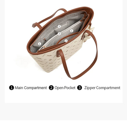 FOXER PU Leather Women Shoulder Bag Casual Female Handbag Large Capacity Tote Bag for Daily & Commute