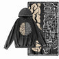 COOLMIND G25 Vintage Print Acid-Washed Black Hoodie