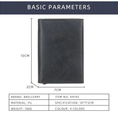 Magnetic RFID Blocking Credit Card Holder Men Wallets Anti Theft Aluminum Metal Pu Leather Small Pop Up Wallet Cardholder Case