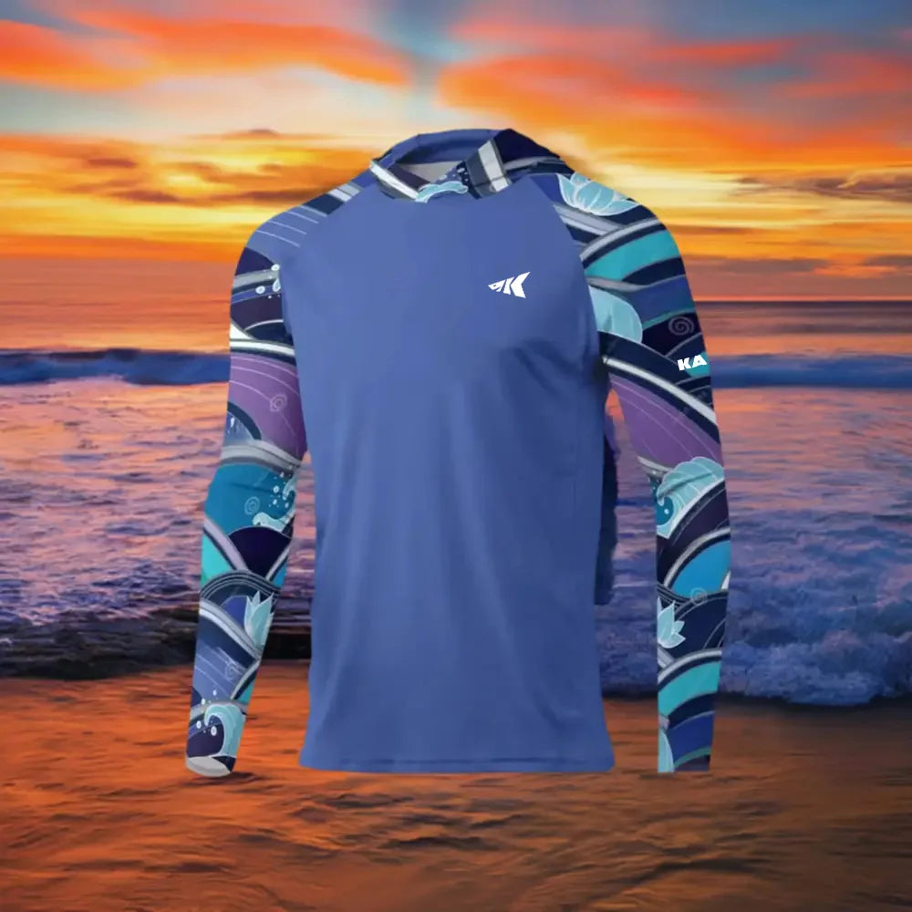 UPF 50+ Fishing Hoodie - Coral Splicing 3D Printed Quick Drying Breathable Outdoor Shirt for Ultimate Sun Protection