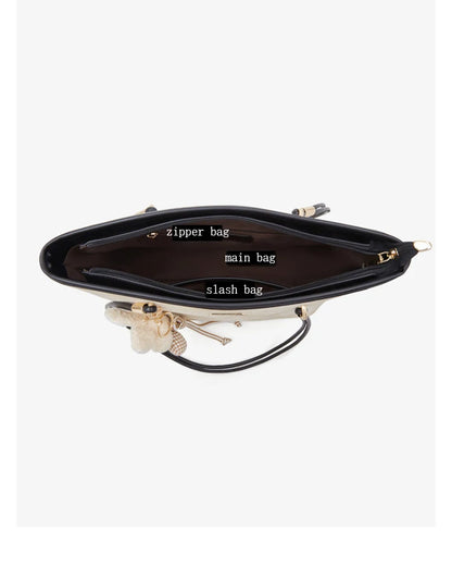 FOXER Designer Women's Tote Bag High Quality PVC Leather Female Handbag Trendy Casual Commuter Shoulder Bag with Pendant