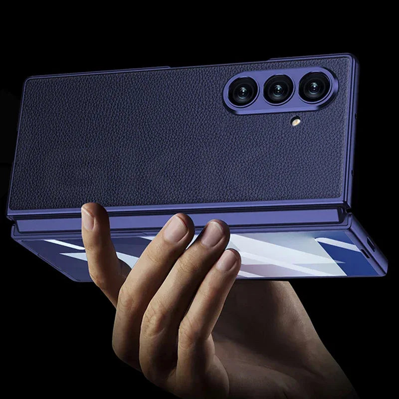 Luxury Plain PU Leather Case for Samsung Galaxy Z Fold 7 - ShopHub