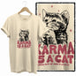 COOLMIND 100% Cotton Beige Cat Print Exclusive Graphic Women T Shirt Big Size Loose Cotton Cat Lover Women T Shirt Lovely Cat Te