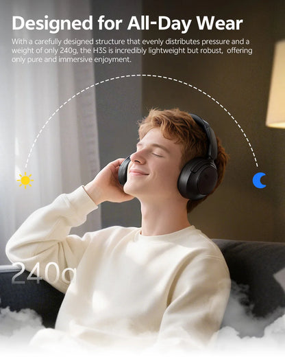 QCY Wireless Bluetooth Headphones 6.0 BH25H3SA - 3D Spatial Audio, Foldable Over Ear Headset with 56dB Adaptive ANC and 53mm Driver - ShopHub
