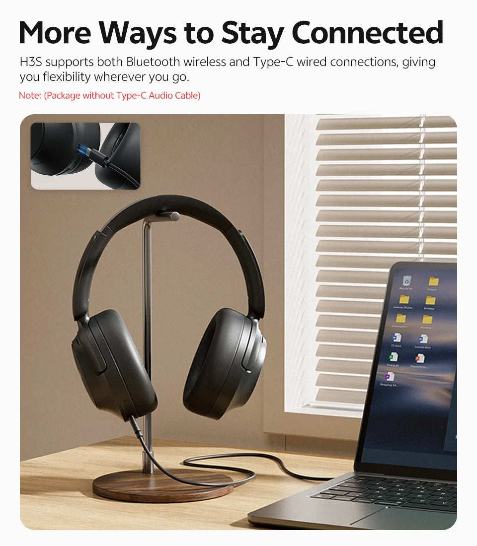 QCY Wireless Bluetooth Headphones 6.0 BH25H3SA - 3D Spatial Audio, Foldable Over Ear Headset with 56dB Adaptive ANC and 53mm Driver - ShopHub