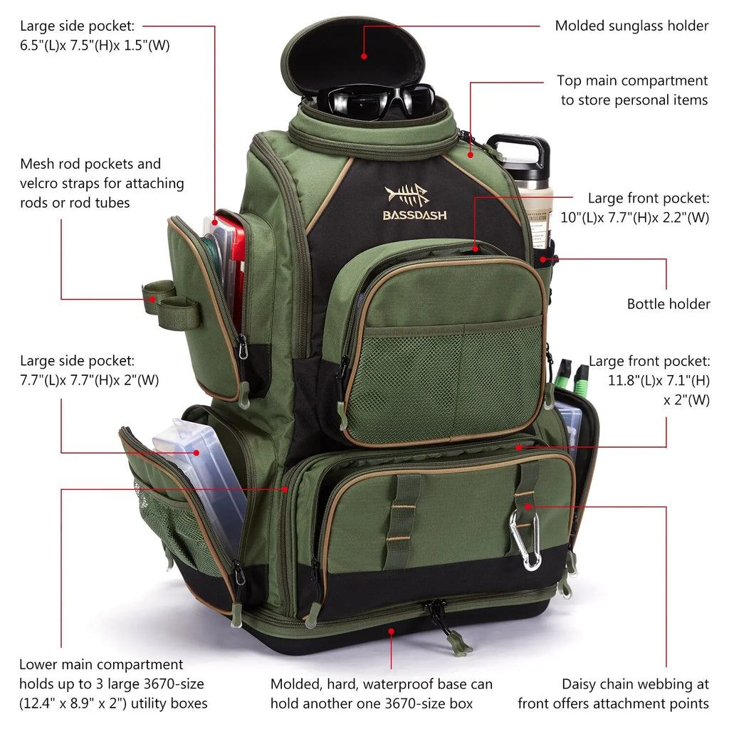 BASSDASH Multifunctional Fishing Tackle Backpack ShopHub