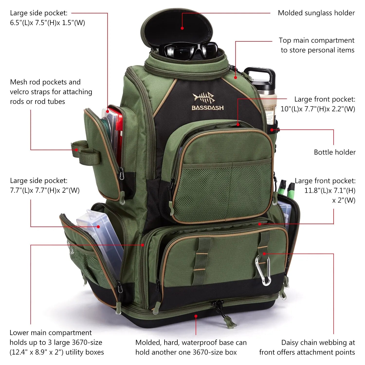 BASSDASH Multifunctional Fishing Tackle Backpack ShopHub