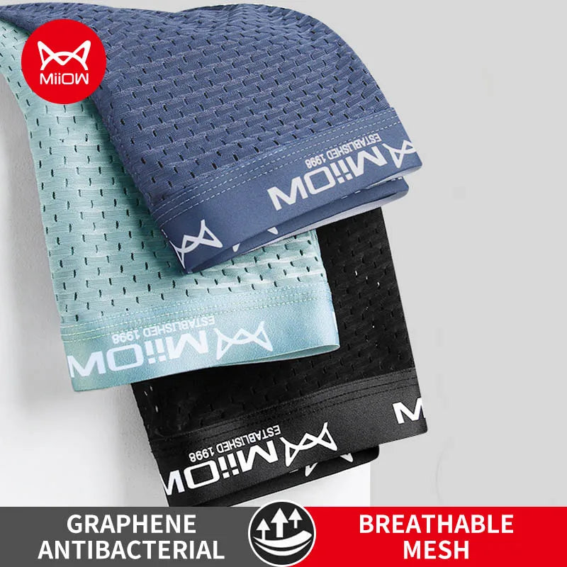 Ultimate Comfort: Men's Breathable Boxer Briefs - MiiOW 3Pcs Ice Silk Underwear