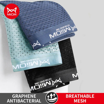 Ultimate Comfort: Men's Breathable Boxer Briefs - MiiOW 3Pcs Ice Silk Underwear
